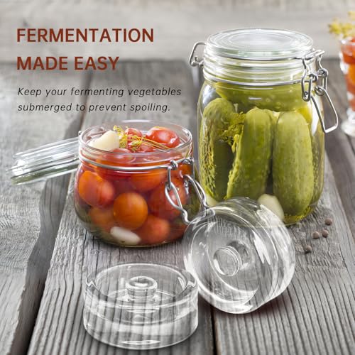 4Pcs Wide-Mouth Fermentation Glass Weight Set With Easy Grip Perfect For Home Brewing, Pickling, Canning, Fermented Fruits, Sauerkraut, Kimchi And More. (4)