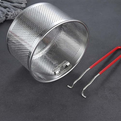 Pasta Strainer Set of 2, Stainless Steel Noodle Strainer, One with a Removable Handle, One without a Handle; Metal Pasta Strainer for Washing, Draining, Deep-frying, Boiling, and Steaming