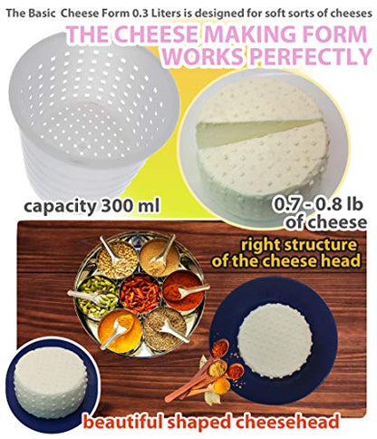 3 pcs Small Cheese Mold for Cheese Making 1/3 qt - Soft Cheese Molds - Homemade Cheese Making Supplies - Cream Cheese Form Mold - Moldes Para Queso Fresco Casero - Feta Ricotta Cheese Making