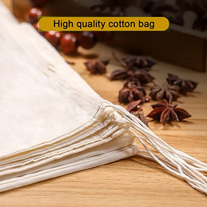 Natural Cotton Drawstring Muslin Bags, 6 x 8 inches, 20 PCS | Reusable, Unbleached Cotton, Cheesecloth, Coffee Tea Brew, Nut Milk Bags - size: 6 x 8 inches
