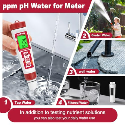 pH Meter for Water and Food pH Meter, for Hydroponic,TDS Water Tester for Drinking Water,Digital pH Meter with Backlit & ATC for Hydroponic Nutrient,Pool,Aquarium,Tap Water,Home Use