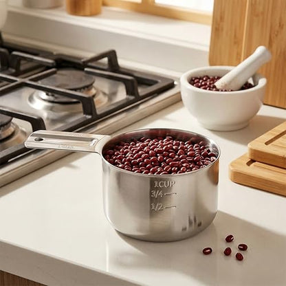 Measuring Cup, 1 Cup Stainless Steel spoon, Great for Wet and Dry Ingredients, Use as Dog Food Scoop,Dishwasher Safe
