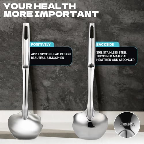 Soup Ladle Stainless Steel,12"Metal Soup Spoon with Heat-Proof Handle Comfortable Grip,Durable and Sustainable,Cooking Spoon for Kitchen
