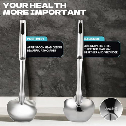 Soup Ladle Stainless Steel,12"Metal Soup Spoon with Heat-Proof Handle Comfortable Grip,Durable and Sustainable,Cooking Spoon for Kitchen
