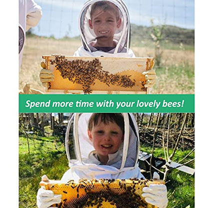 LONGADS Professional Bee Suit for Kid and Girl, Full Body Beekeeping Suit with Gloves & Protective Round Veil, Size Kid-M (Fits 3'4"-3'9") for Apiary & Backyard for Christmas - size: Kid-M for 3'4"-3'9"