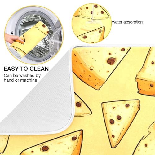 Dish Drying Mat for Kitchen Counter Brown Spots Cartoon Cheese Absorbent Drying Dish Mat 18×24 inch Dish Rack Pad Coffee Mat for Sink Dishes Under Rack - size: 18x24in