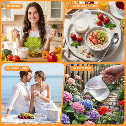 Kanayu 36 Pcs Plastic Measuring Cup Clear Measuring Mug with Spout and Handle Grip Capacity Clear Graduated Pitcher for Kitchen Flour Water Liquids (Red,8 Oz, 1 Cup) - color: Red, size: 8 oz, 1 Cup