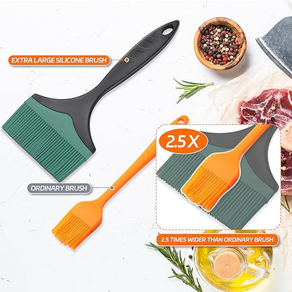 Large Silicone Grill Basting Brush - 3.95inch Extra Wide Silicone Basting Brush for Grilling,Heat Resistant Brushes Spread Oil Butter Sauce for Cooking Baking BBQ,Dishwasher Safe（Green 2） - color: Green 2