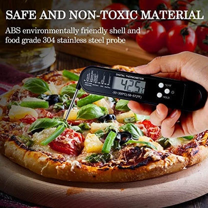 Xuhal 6 Pcs Digital Meat Thermometer for Grill Instant Read Food Thermometer Waterproof with Long Probe Magnet Foldable for Cooking BBQ Party Kitchen Turkey Fry Baking Candy