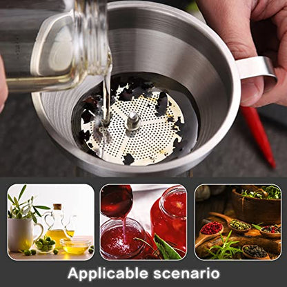 Stainless Steel Funnels for Kitchen Use, Kitchen Metal Funnel Set with Strainer Stainless Steel Funnels for Filling Bottles, Food Grade Funnel Set of 3 Transfer for Liquids Spices - color: 3PCS-5.9in&5.1in&4.3in