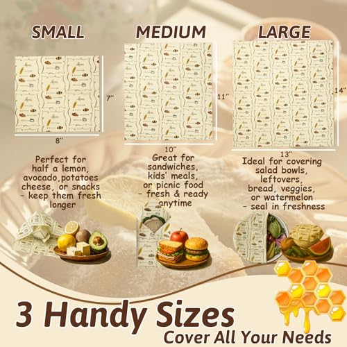 Reusable Beeswax Bread Bags Set – 2 Large Organic Linen Bread Bags (17 x 13 Inches) + 3 Beeswax Wraps for Food, Homemade Bread, Bagel,Sourdough, Freezer Safe & Keeps Food Fresh - color: Bread Bags-Coffee
