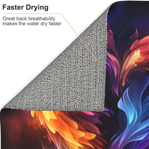 Rainbow Heart Print Dish Drying Mat for Kitchen Counter Ultra Absorbent Microfiber Dishes Drainer Mats Washable Drying Pads for Sinks 16 x 18 In - color: Rainbow Heart