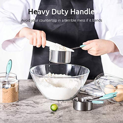 Measuring Cups : U-Taste 18/8 Stainless Steel Measuring Cups and Spoons Set of 10 Piece, Upgraded Thickness Handle(Aqua Sky) - color: Aqua Sky