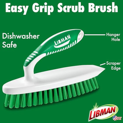 Libman Heavy Duty Scrub Brush Kit | Cleaning Brushes for Household Use | Tub Scrubber | Easy Grip Scrub Brush | Big Job Kitchen Brush | Dual Sided Tile & Grout Brush | 3 Different Brushes Included - style: Heavy Duty Scrub Brush Kit