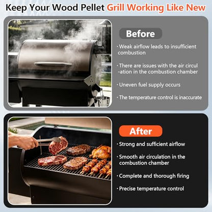 SUS304 Stainless Steel Fire Burn Pot and Hot Rod Ignitor Kit Replacement Parts for Traeger & Pit Boss Wood Pellet Grill Smoker, Induction Fan, 2.0 RPM Auger Motor with Ash Remover, Screws & Fuse - size: L1 Fire Burn Pot + Ignitor + Motor + Fan