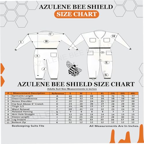 Azulene 3-Layer Ultra Ventilated Bee Suit for Men & Women – Premium Beekeeping Suit with Bee Gloves & Two Detachable Beekeeping Veils (Small) - size: Small