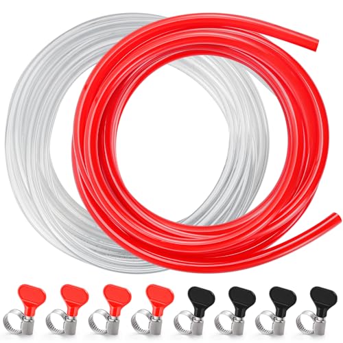 10FT Kegerator Beer Co2 Gas Dual Lines Kit, ID 3/16" Keg Beer Lines Tubing & ID 5/16'' Co2 Gas Hose Food-Grade PVC Tubing Keg Faucet Tube with 6Pcs Hose Clamps for Homebrew - size: 10Ft Beer Line + 10Ft Gas Line