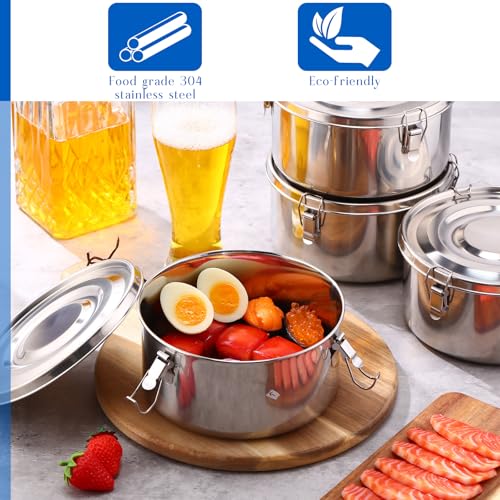 4 Pcs Stainless Steel Bento Box Bulk 54 oz Reusable 304 Stainless Steel Food Storage Containers with Lockable Clips to Leak Proof, Dishwasher Safe - size: 54 oz