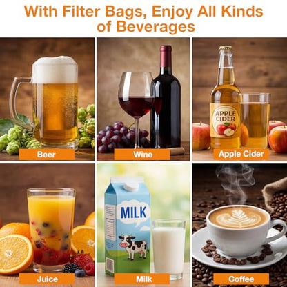 Brew Bags Reusable Strainer Bag 2 Pack 26"X22", 125 Micron Fine Mesh Strainer for Beer, Wine, Jam, Cider or Juice Making, Filter Bag with Adjustable Drawstring Brewing Supplies Homebrewing Equipment