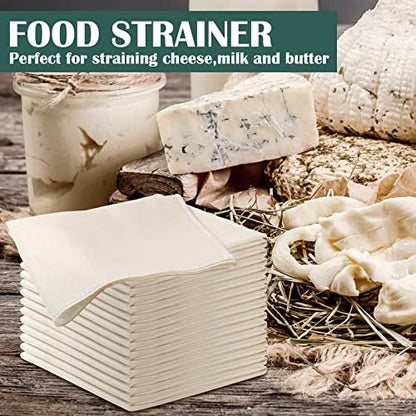 Reginary 48 Pcs 20 x 20 Inches Cheese Cloths Bulk, Grade 100, Hemmed Reusable Cheesecloth Bag for Straining Unbleached Cotton Muslin Cloth for Cheese Making, Cooking, Baking, Juicing, Butter, Turkey - size: 20 x 20 Inches
