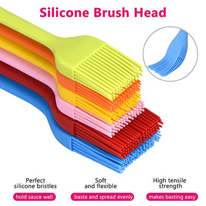 Hhyn Silicone Basting Brush Set 6 Pack Heat Resistant Pastry Brushes Spread Oil Butter Sauce for BBQ Grill Barbeque Kitchen Baking Cooking Pastries, 2 Large & 4 Small - color: 6 Pcs Multicolor