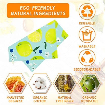 Reusable Beeswax Wrap - 9 Pack, Beeswax Wraps for Food, Eco-Friendly Beeswax Food Wrap, Organic, Sustainable, Biodegradable, Zero Waste, Plastic-Free Food Storage (1L Orange | 3M Lemon | 5S Pear) - size: 1L Orange | 3M Lemon | 5S Pear