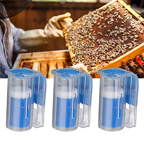 Gavigain 3PCS Queen Bee Cage, Queen Bee Cage Catcher Clips Plastic Bee Catchers Trap Box Bee Queen Marking Catcher for Beekeepers (Blue) - color: blue
