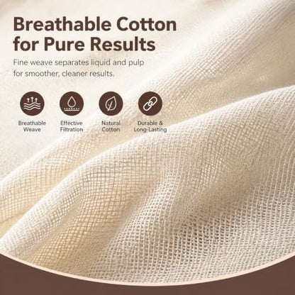 5Pcs Cotton Strainer Bags, Reusable Unbleached Cheesecloth Bags for Nut Milk, Juicing, Cooking & Food Straining (7.87x11.8in)