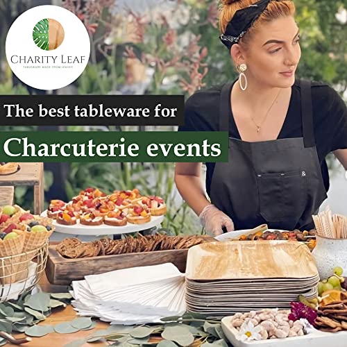 Charity Leaf Disposable Palm Leaf 13" x 9" Trays (10 pieces) Bamboo Like Serving Platters, Disposable Boards, Eco-Friendly Dinnerware For Weddings, Catering, Events - color: 10, size: 13x9" Oval