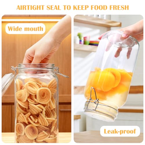 Flrolove 78oz Glass Storage Jars with Airtight Lids Set of 3 | Air Tight Pantry Storage Containers, Square Large Mason Jars, Perfect for Kitchen Canning Cereal, Pasta, Flour, Coffee Beans - size: 78oz*3-square