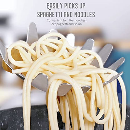 Spaghetti Server, [Rustproof, Integral Forming, Durable] Newness 304 Stainless Steel Pasta Fork with Vacuum Ergonomic Handle, Comfortable Grip Design Spaghetti Server for Kitchen, 14.33 Inches - size: Spaghetti Server
