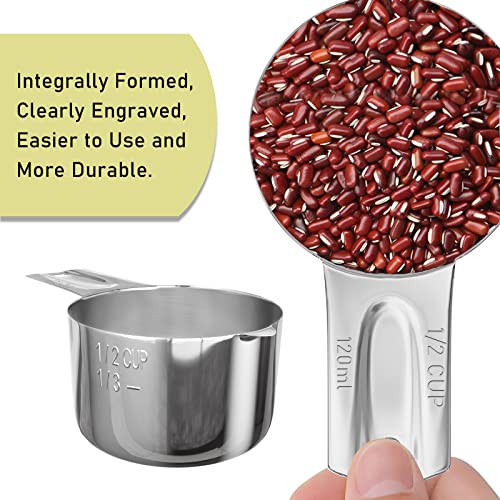 1PCS 1/2Cup (120ml, 4oz) Single Measuring Cup, Stainless Steel Measure Scoop, Metric and US Measurement, Dishwasher Safe - size: 1/2cup|120ml|4oz