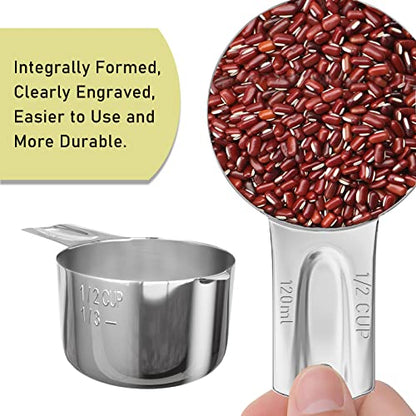 1PCS 1/2Cup (120ml, 4oz) Single Measuring Cup, Stainless Steel Measure Scoop, Metric and US Measurement, Dishwasher Safe - size: 1/2cup|120ml|4oz