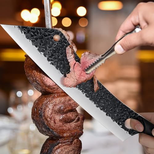 PURPLEBIRD 12 Inch Carving Knife Ultra Sharp Slicing Knife,Hand Forged Brisket Knives High Carbon Steel Meat Slicer, Long Kitchen Knives,Best for Slicing Roasts, Meats and Vegetables, Fathers Gift - color: 12"