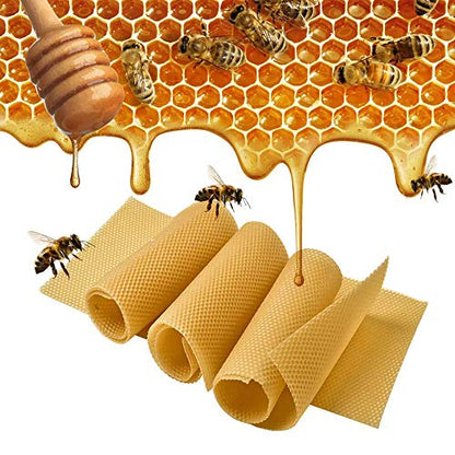 Varybeaty Natural Beeswax Foundation Sheets for Beehives - 30 Pack Pure Honeycomb Wax Frames for Bee Keeping, Candle Making & Crafts - 16.34" x 7.68" with Protective Paper Separators