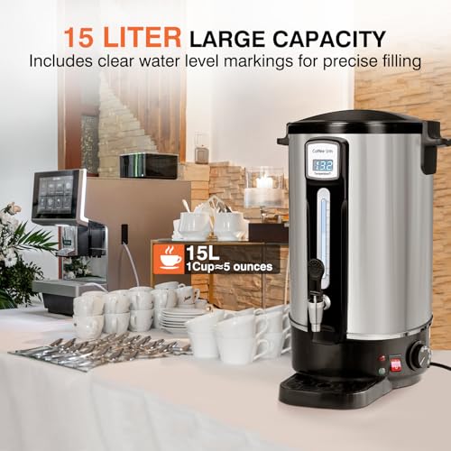 Commercial Coffee Urn 50 Cups（12L, Stainless Steel Large-Capacity Coffee Maker for Catering, Events, Offices & Restaurants, Fast Brew & Keep Warm Function - size: 12L