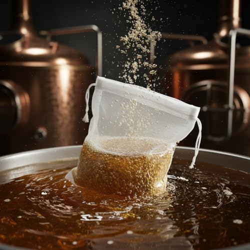 5 Pcs Nylon Brew Bags, Fine Mesh Brewing Bag Reusable Cold Brew Bags, 7.9 x 5.9 Inch Straining Bag for Beer, Wine, Cider, Mesh Strainer Steeping Bags