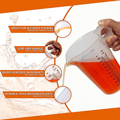 16oz, 1 Pint (2 cup) Measure Pitcher - Convenient Conversion Chart – Multi Purpose Food Grade Great for Cooking, Hobbies, Shop Oil, Fluids, Pool Spa and Lawn with High Chemical Resistance by Turnah - size: 16oz
