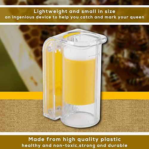 YUYTE Queen Bee Catcher Marker One Handed Plastic Beekeeping Tool for Marking Queen Bees with Smooth Plunger and Mesh