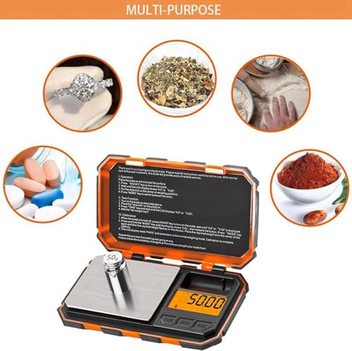 UNIWEIGH Digital Gram Scale,200g/0.01g Pocket Electronic Mini Scale | 6 Units Jewelry Scale with LCD Display,Tare Function,Auto Off,50g Cal Weight