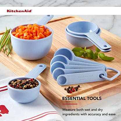 KitchenAid Universal Easy To Read Measuring Cup and Spoon Set with Soft Grip Handle for Maximum Control, Hang Hole and Nesting For Easy Storage, Dishwasher Safe, 9 Piece, Lavender Cream - color: Lavendar/Cream