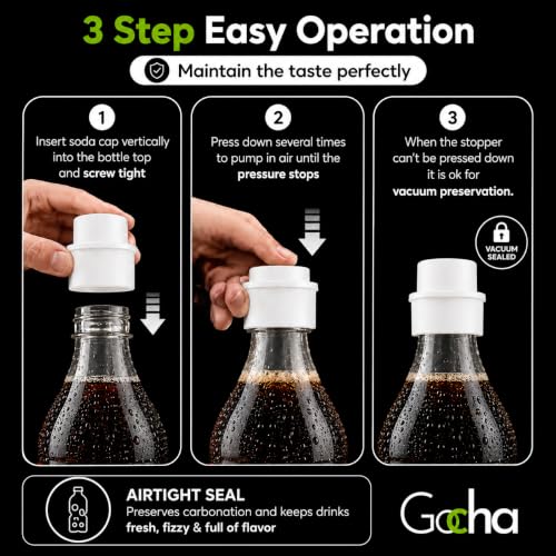 GOCHA 2 PCS Vacuum Soda Bottle Stoppers, Silicone Fizz Keeper Caps, Carbonation Preserver for Soda, Sparkling Water, Soft Drinks & Beer Bottles, Reusable Leak Proof Bottle Sealer | (White) - color: White