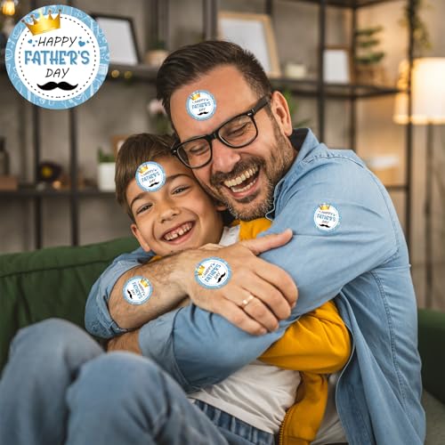 Louise Maelys 500PCS Father’s Day Stickers 1.5inch Round Happy Father's Day Labels with Gold Crown Mustache Design for Gift Wrapping, Cards, Envelopes - color: Happy Father Day