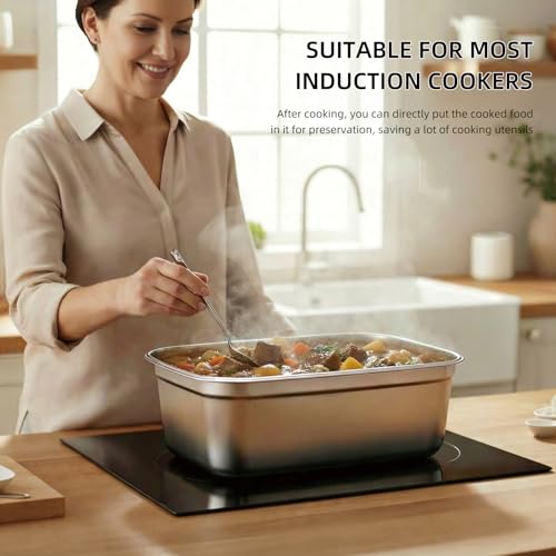 Extra Large Stainless Steel Food Container with Airtight Lid, 500 OZ Giant Metal Storage Box, Heavy Duty 304 Meal Prep Pan for Marinating Meat, Turkey, kimchi. - size: 15000ML/529OZ
