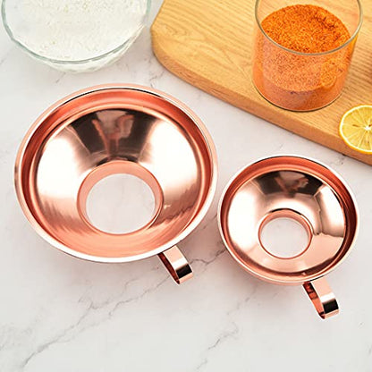 Stainless Steel Wide Mouth Rose Gold Jar Canning Funnel With Handle Kitchen Tool Jar Funnel Wide Mouth, large - color: large