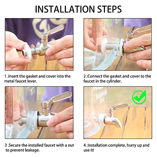 Stainless Steel Replacement Spigot 16mm（5/8 inch）Opening Polished for Beverage Dispenser Carafe by MUGLIO - color: Silver