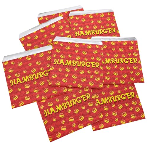 Yarlung 200 Pack Hamburger Bags, Grease-proof Burger Wrappers Paper Warming Foil Retain Heat, Disposable Takeout Food Sleeves for Popcorn Hot Sandwiches, BBQ Party Snack Bar