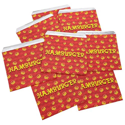 Yarlung 200 Pack Hamburger Bags, Grease-proof Burger Wrappers Paper Warming Foil Retain Heat, Disposable Takeout Food Sleeves for Popcorn Hot Sandwiches, BBQ Party Snack Bar