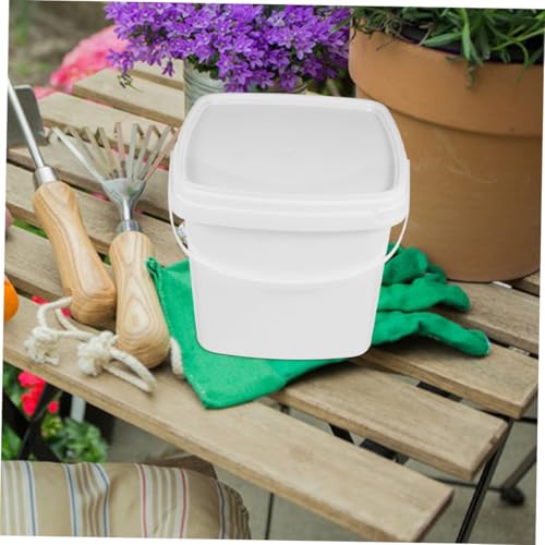 2pcs Square Plastic Buckets Lids for Kitchen Containers Lids Brining Container Square Portable Bucket Storage Water - color: White