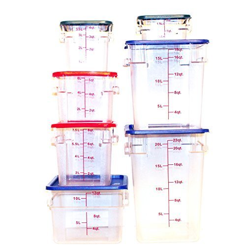 Tiger Chef Food Storage Square Polycarbonate Container Set Containers with Lids Commercial Grade, 2, 4, 6, 8, 12, 18, 22 quart, 14 Piece - style: 14 Piece Set